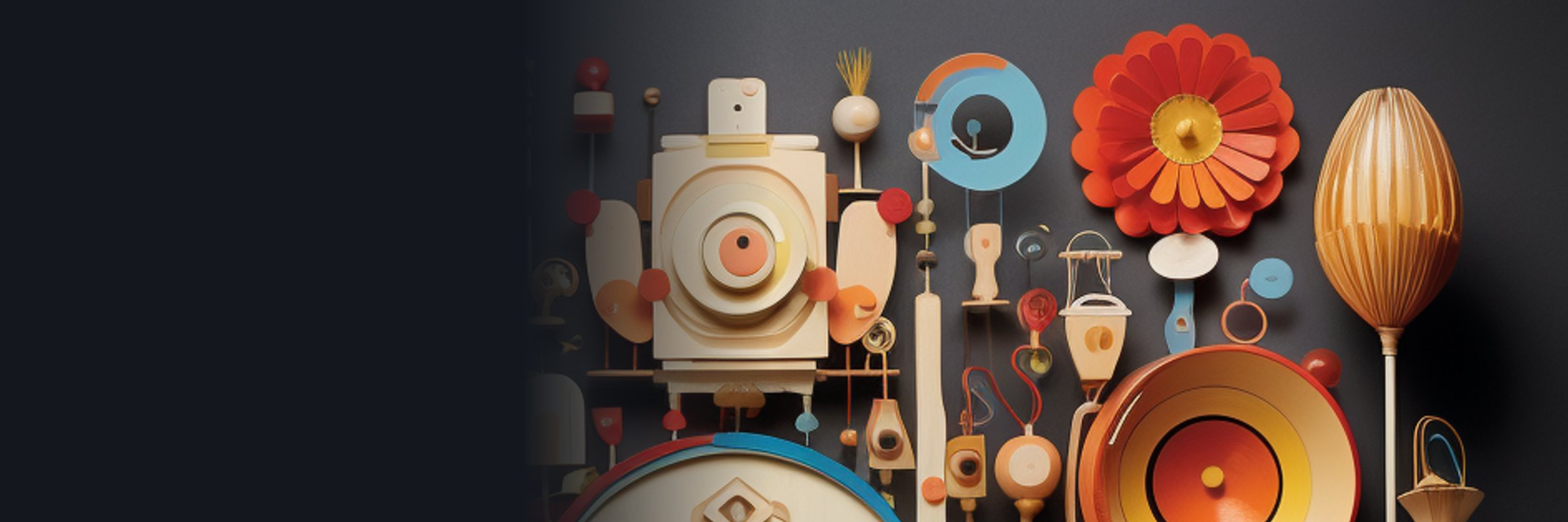 PLAY! collage of toy-like instruments